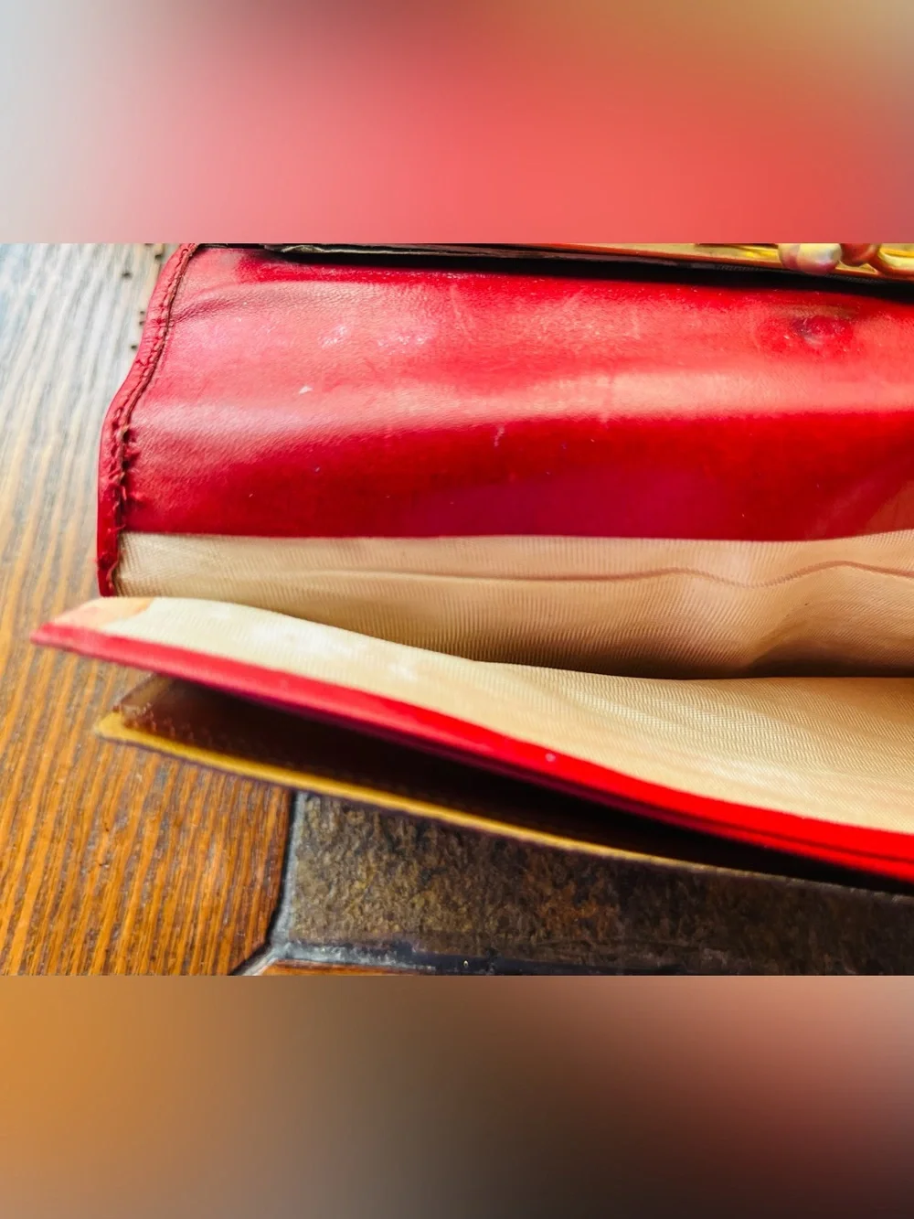 1970’s Classic Red Leather Wallet with Gold Accents